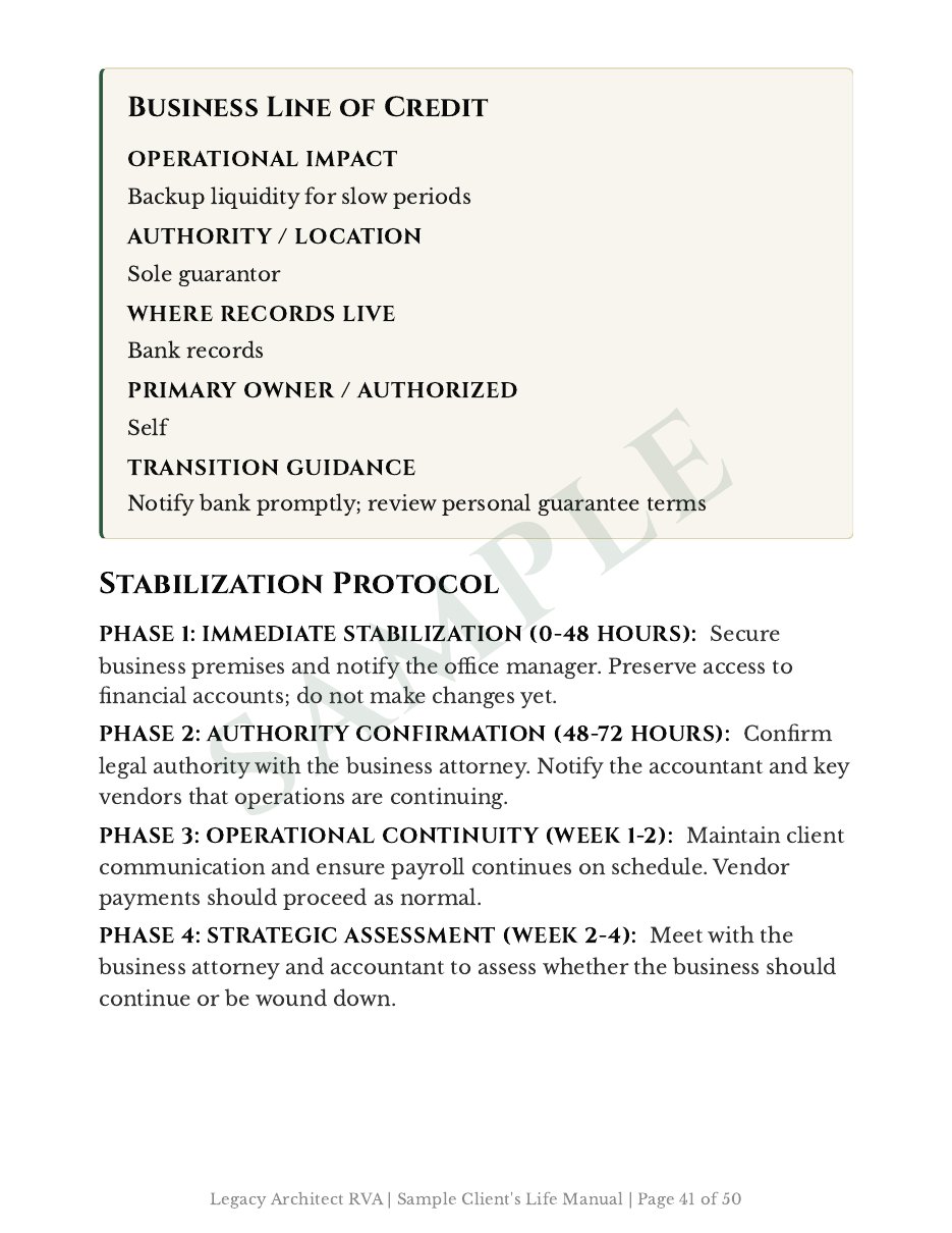 The Life Manual | Business Continuity