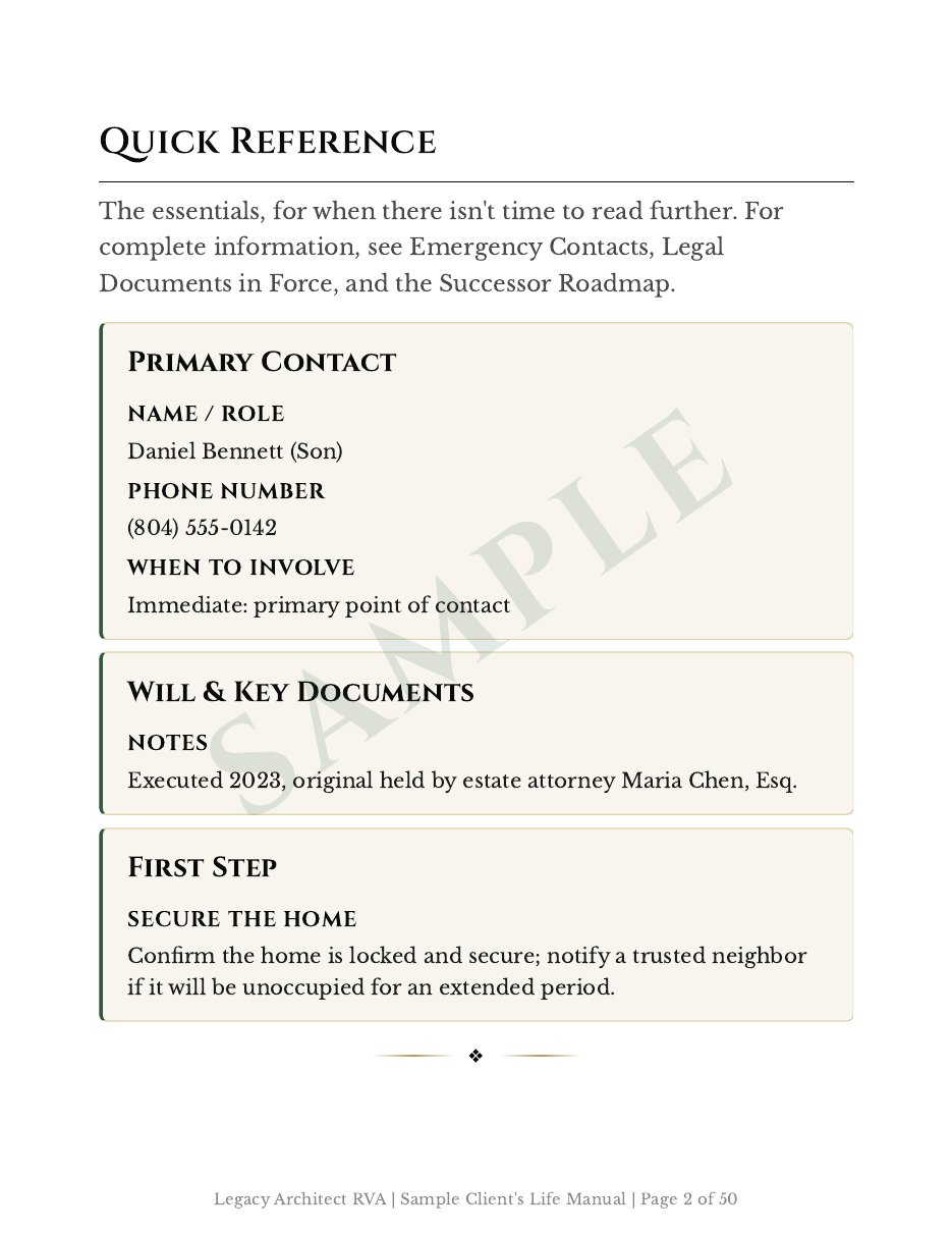The Life Manual | Quick Reference