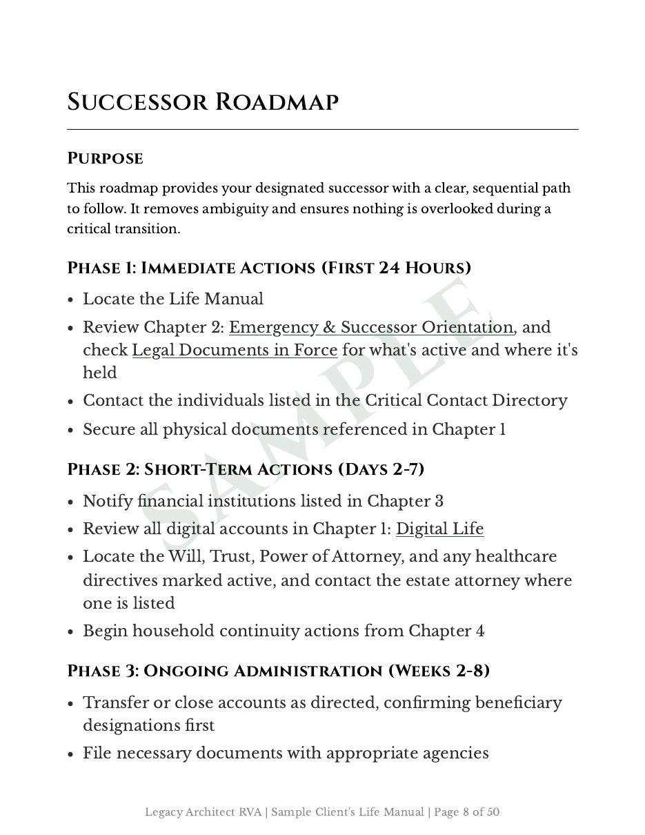 Life Manual Successor Roadmap sample page